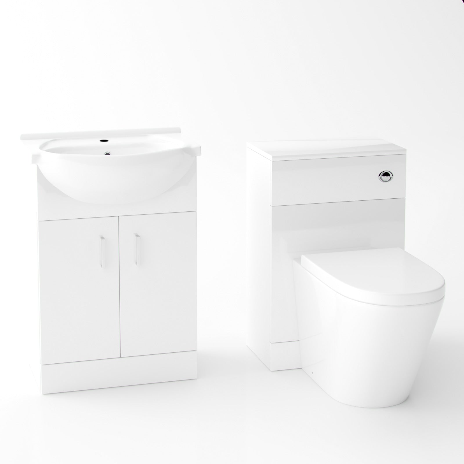 Ellen White 1050mm Vanity Basin WC Unit & Back To Wall Toilet Flat Pack
