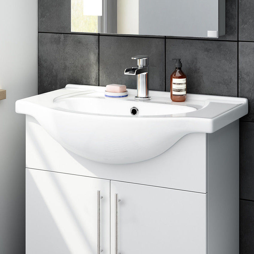Ellen 650mm Vanity Basin Unit, WC Unit, Cistern & Eslo Back To Wall Toilet White