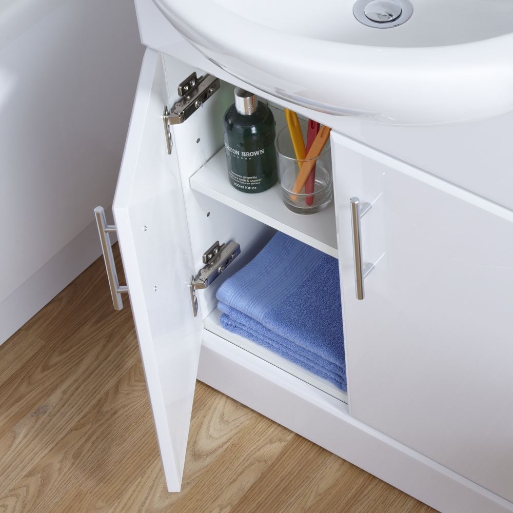 Ellen 650mm Vanity Basin Unit, WC Unit, Cistern & Eslo Back To Wall Toilet White