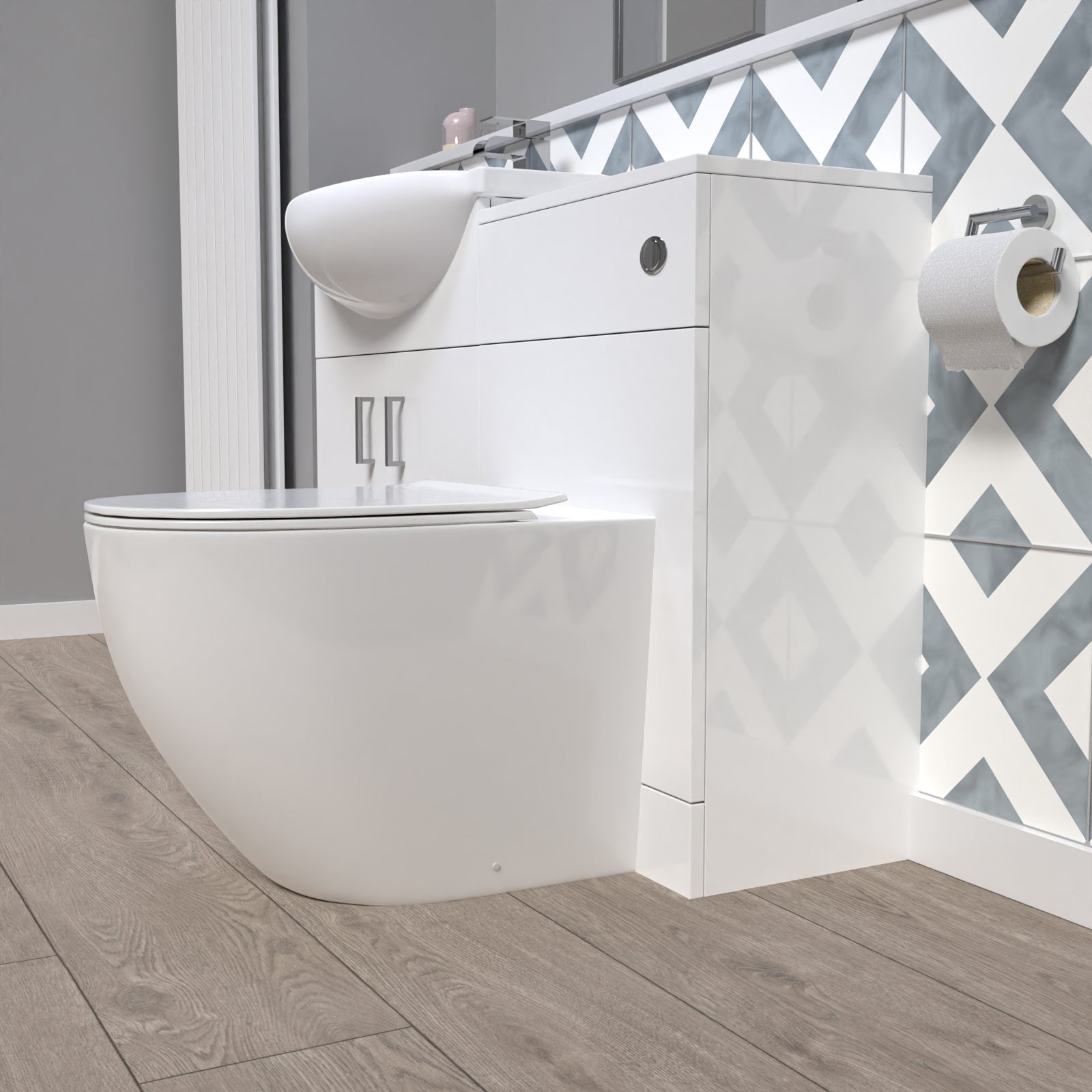 Ellen 1150mm Freestanding White Vanity Unit With Basin, WC Unit & BTW Toilet