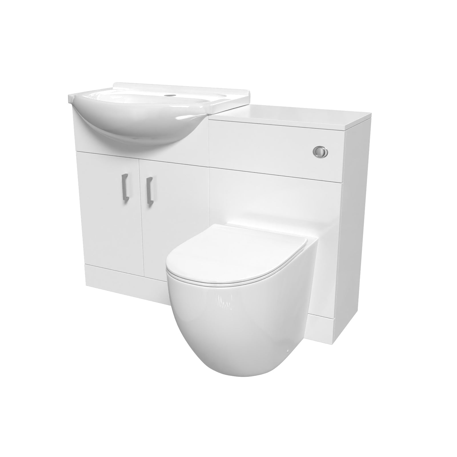 Ellen 1150mm Freestanding White Vanity Unit With Basin, WC Unit & BTW Toilet