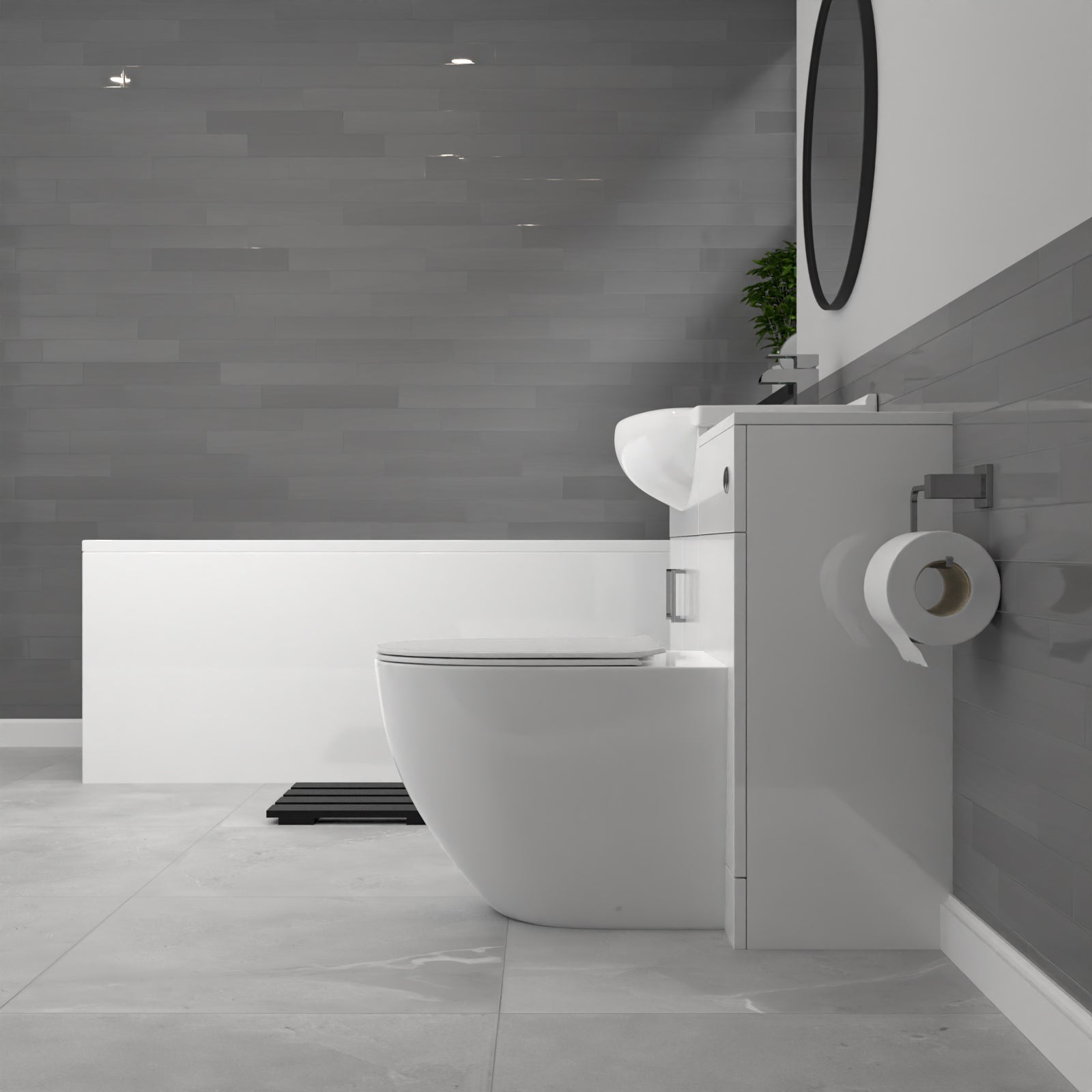 Ellen Freestanding White Vanity Unit With Basin, WC Unit & BTW & 1700mm Bath