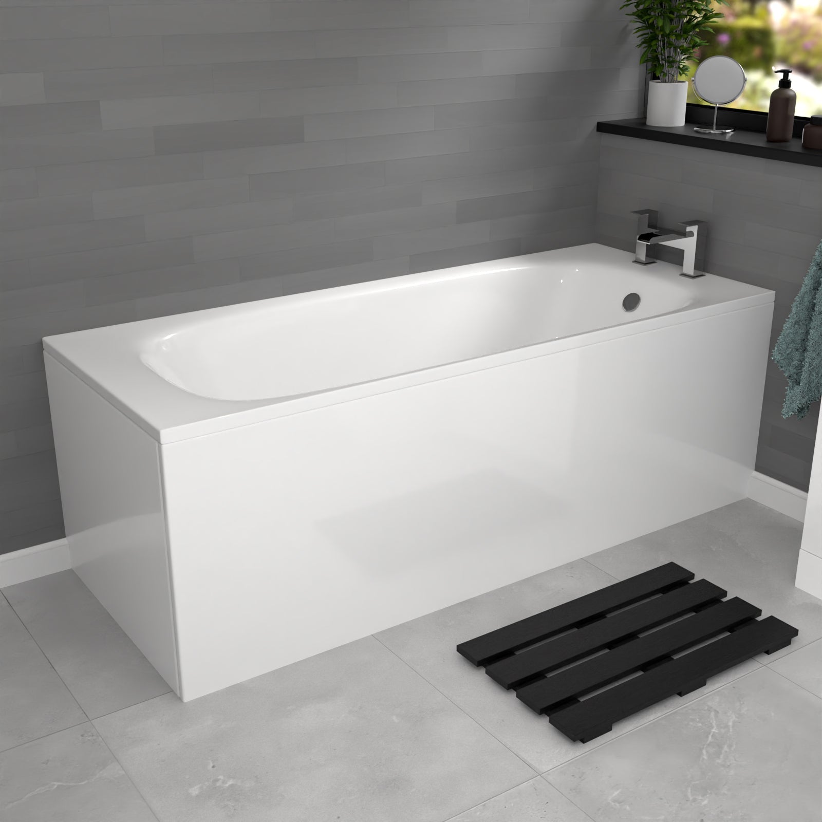 Ellen White Vanity Unit With Basin, WC Unit, BTW Toilet & 1700mm Bathtub