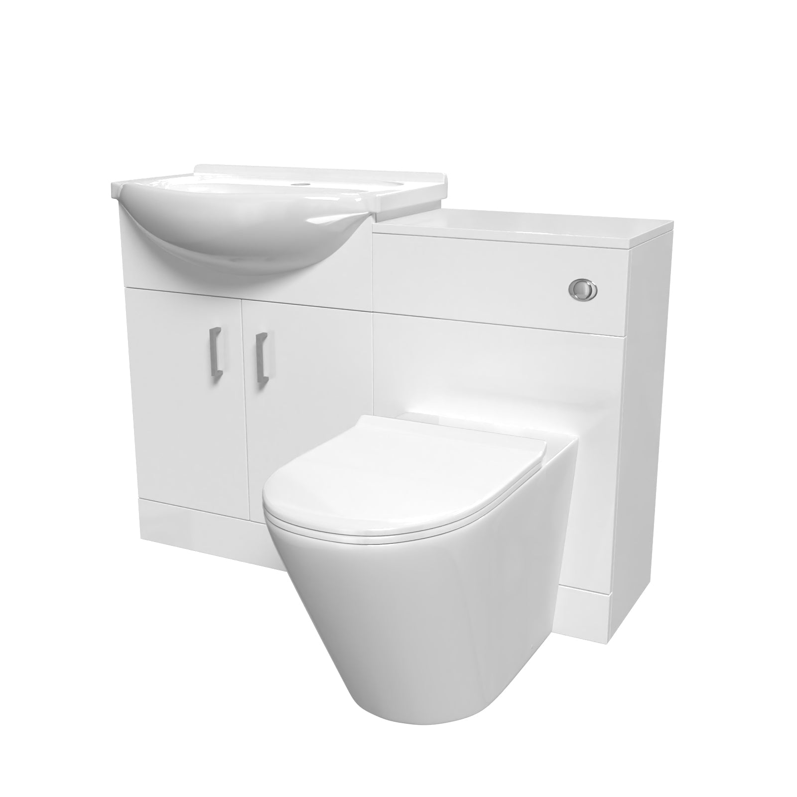 Ellen 1150mm White Vanity Unit With Basin, WC Unit & Round BTW Toilet