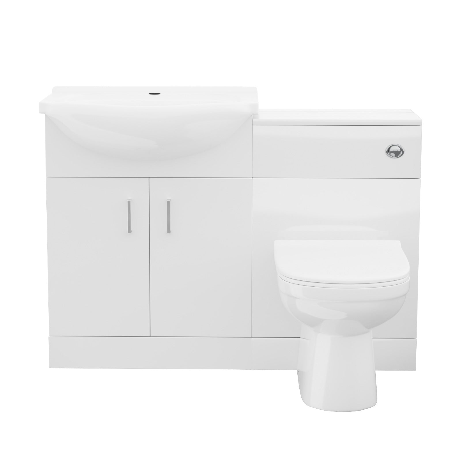 Ellen 650mm Vanity Basin Unit, WC Unit, Cistern & Eslo Back To Wall Toilet White