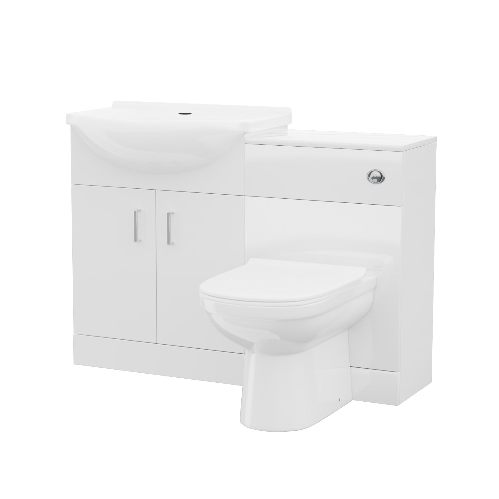 Ellen 650mm Vanity Basin Unit, WC Unit, Cistern & Eslo Back To Wall Toilet White