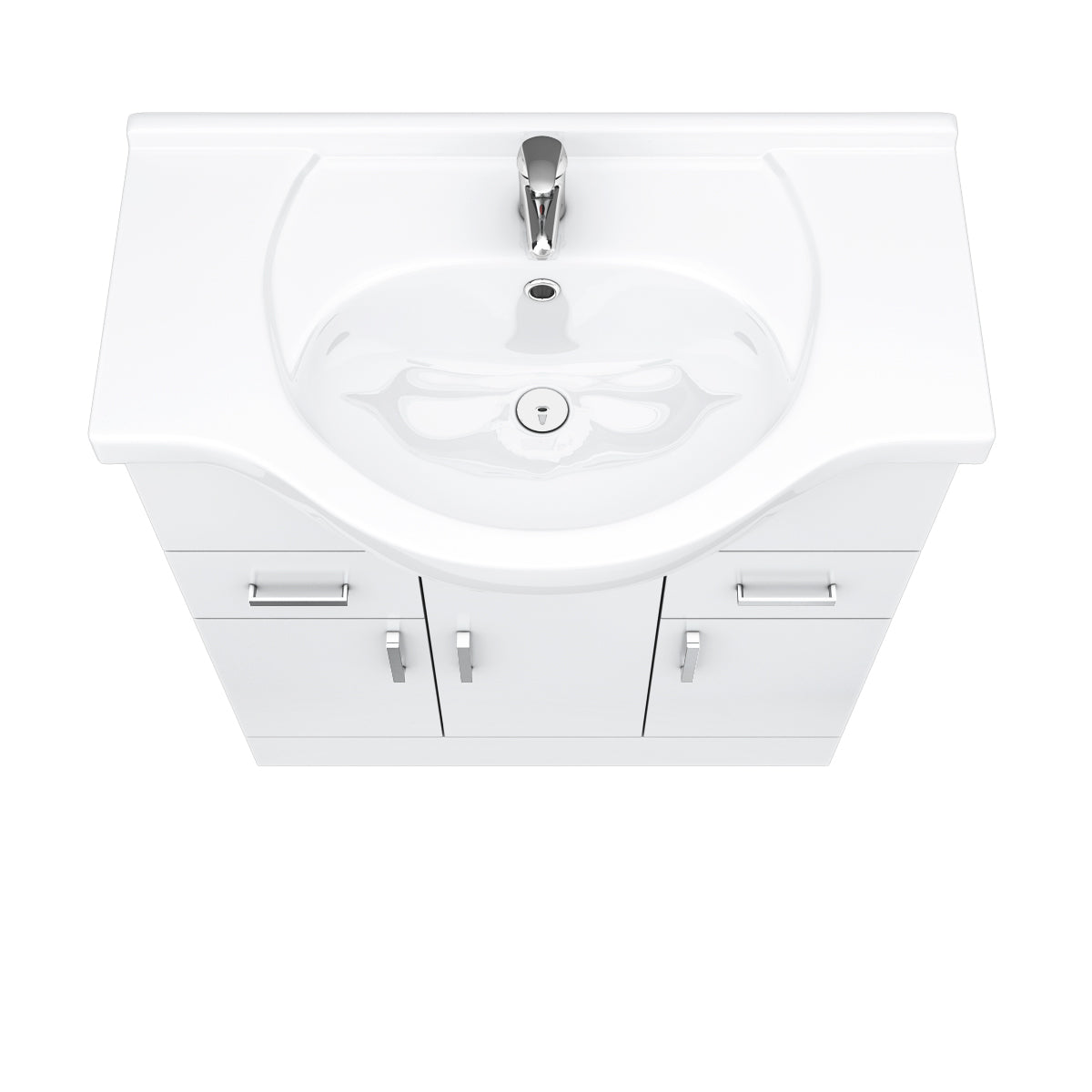 Ellen Bathroom Suite, 750mm Basin Vanity Unit, Close Coupled Toilet and Round Bath Tub