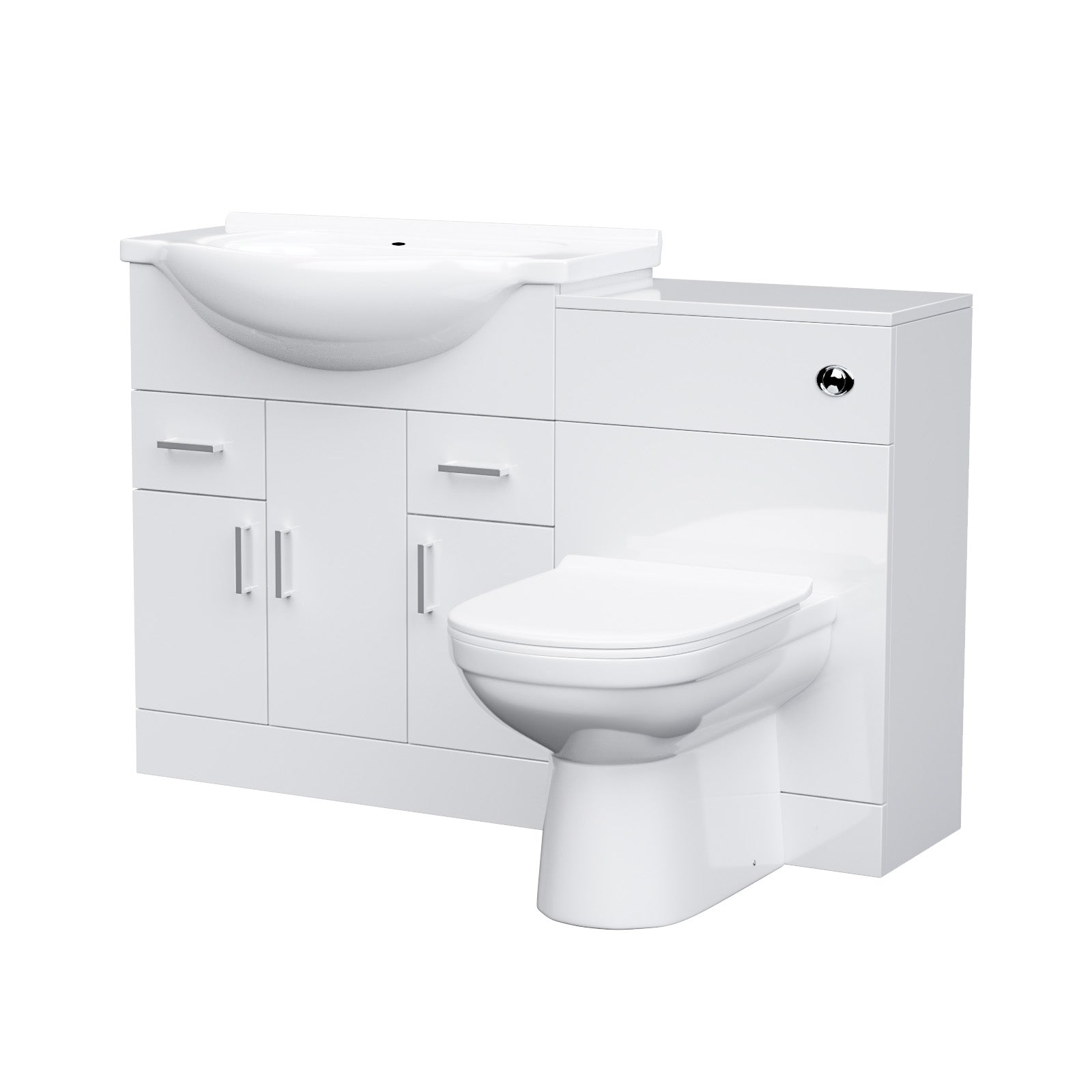Ellen 750mm Floor Standing White Cabinet, WC Unit & BTW Toilet