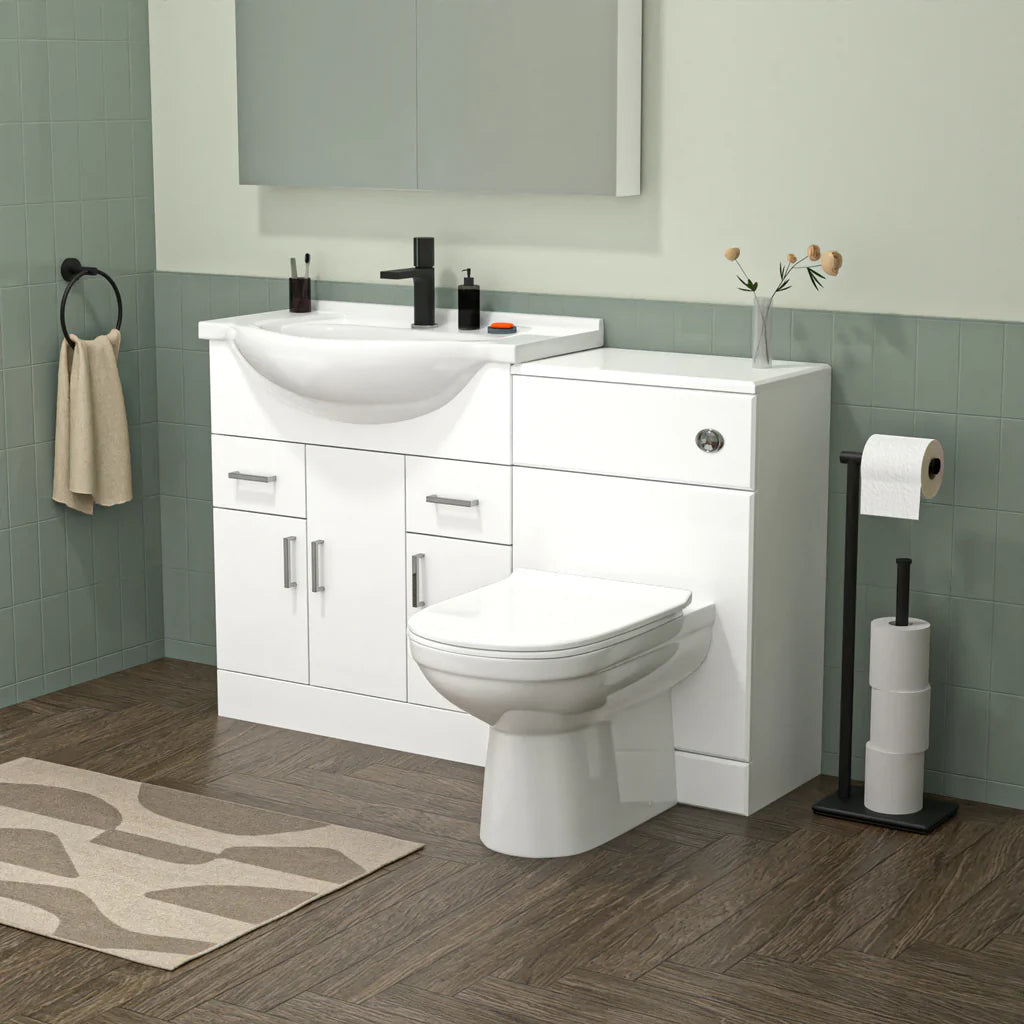 Aris 750mm Freestanding Basin Vanity WC Unit Bath Panel & BTW Toilet