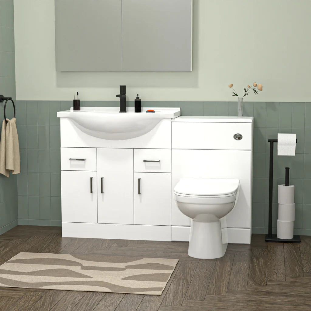Aris 750mm Freestanding Basin Vanity WC Unit Bath Panel & BTW Toilet
