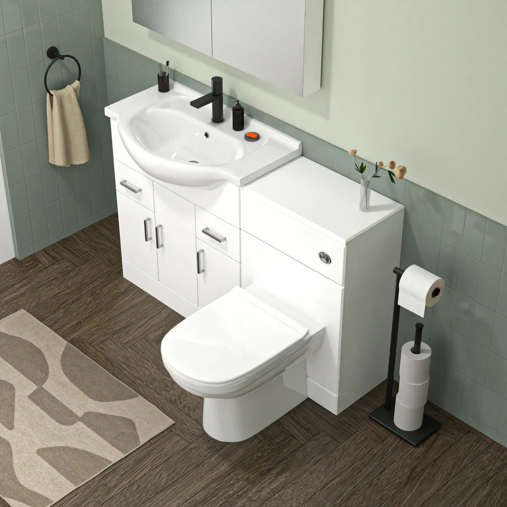 Aris 750mm Freestanding Basin Vanity WC Unit Bath Panel & BTW Toilet