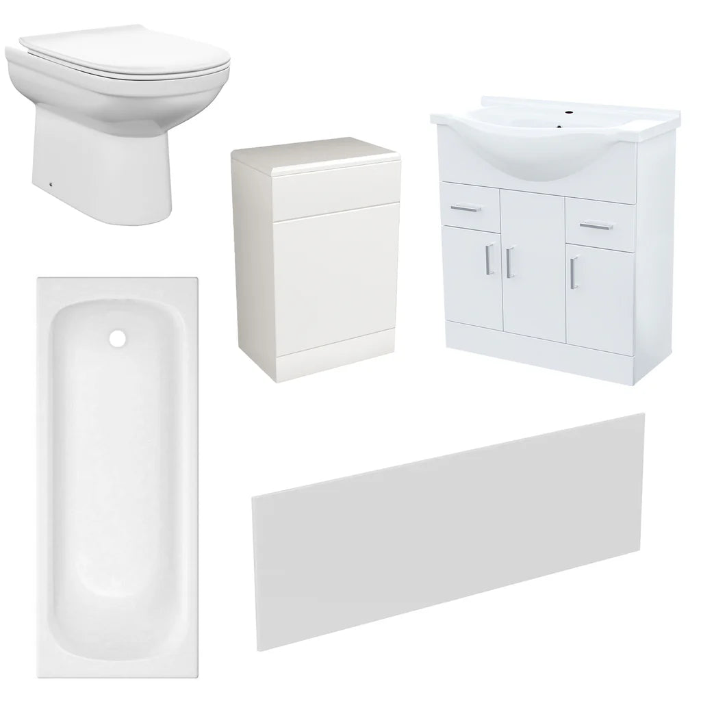 Aris 750mm Freestanding Basin Vanity WC Unit Bath Panel & BTW Toilet