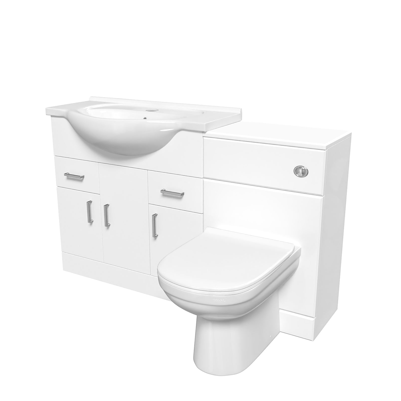 Ellen 1350mm Floor Standing White Cabinet, WC Unit & BTW Toilet