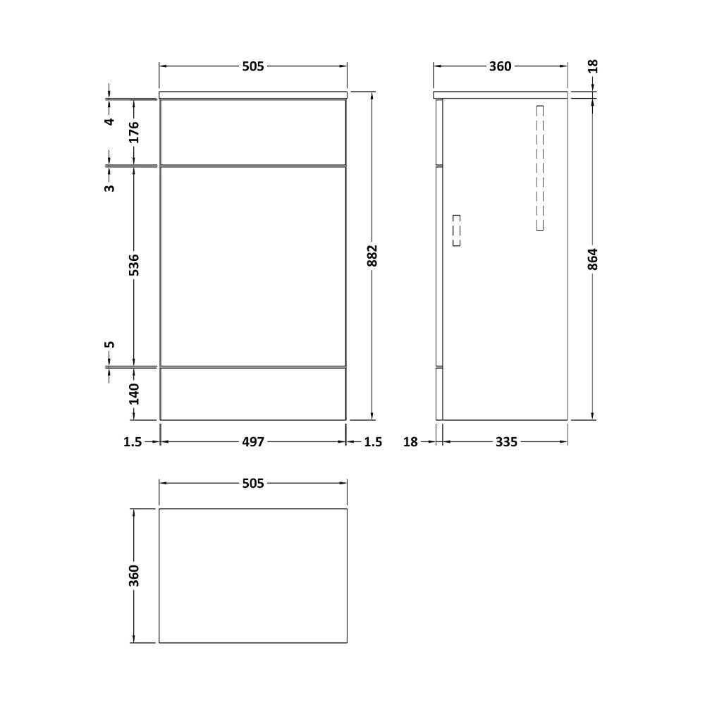 Bowston 500mm Fusion High Gloss White WC Unit
