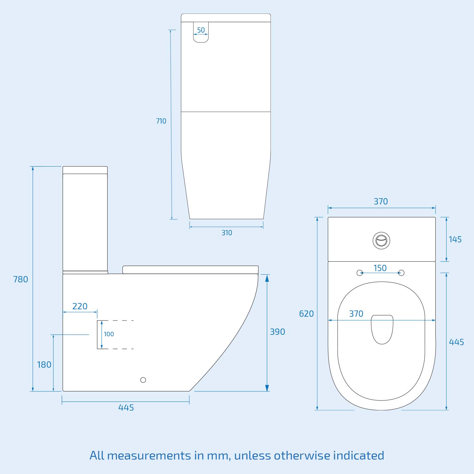 Gordonia Cloakroom Rimless Close Coupled WC Toilet