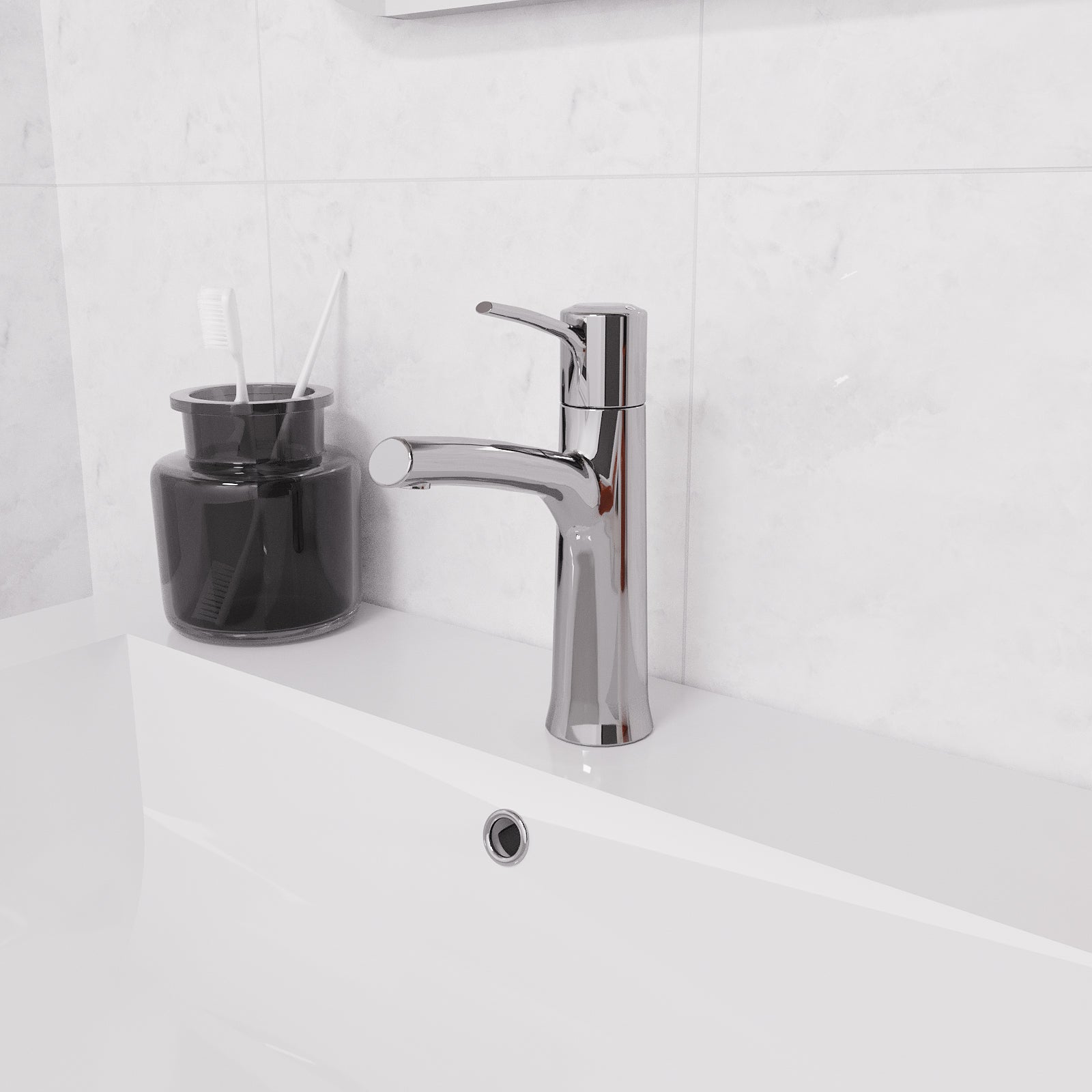 Gisela Deck Mounted Polished Chrome Bathroom Basin Mono Mixer Tap