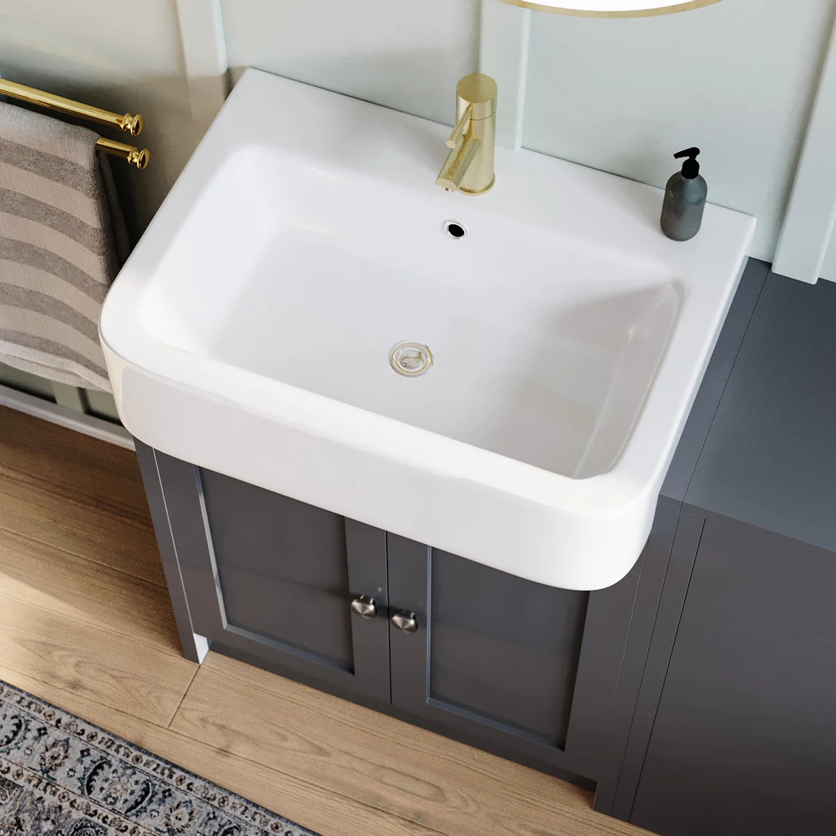 Anthracite 1100mm Traditional Vanity Basin WC Unit & Ceramic Basin