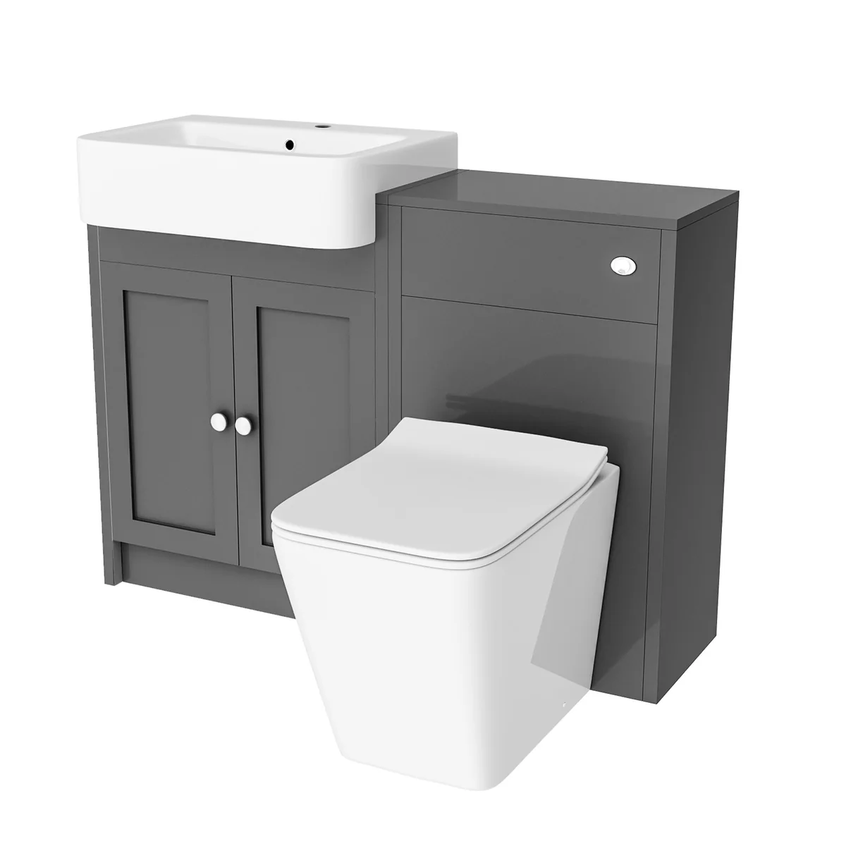 Anthracite 1100mm Traditional Vanity Basin, WC Unit & Back To Wall Toilet Set