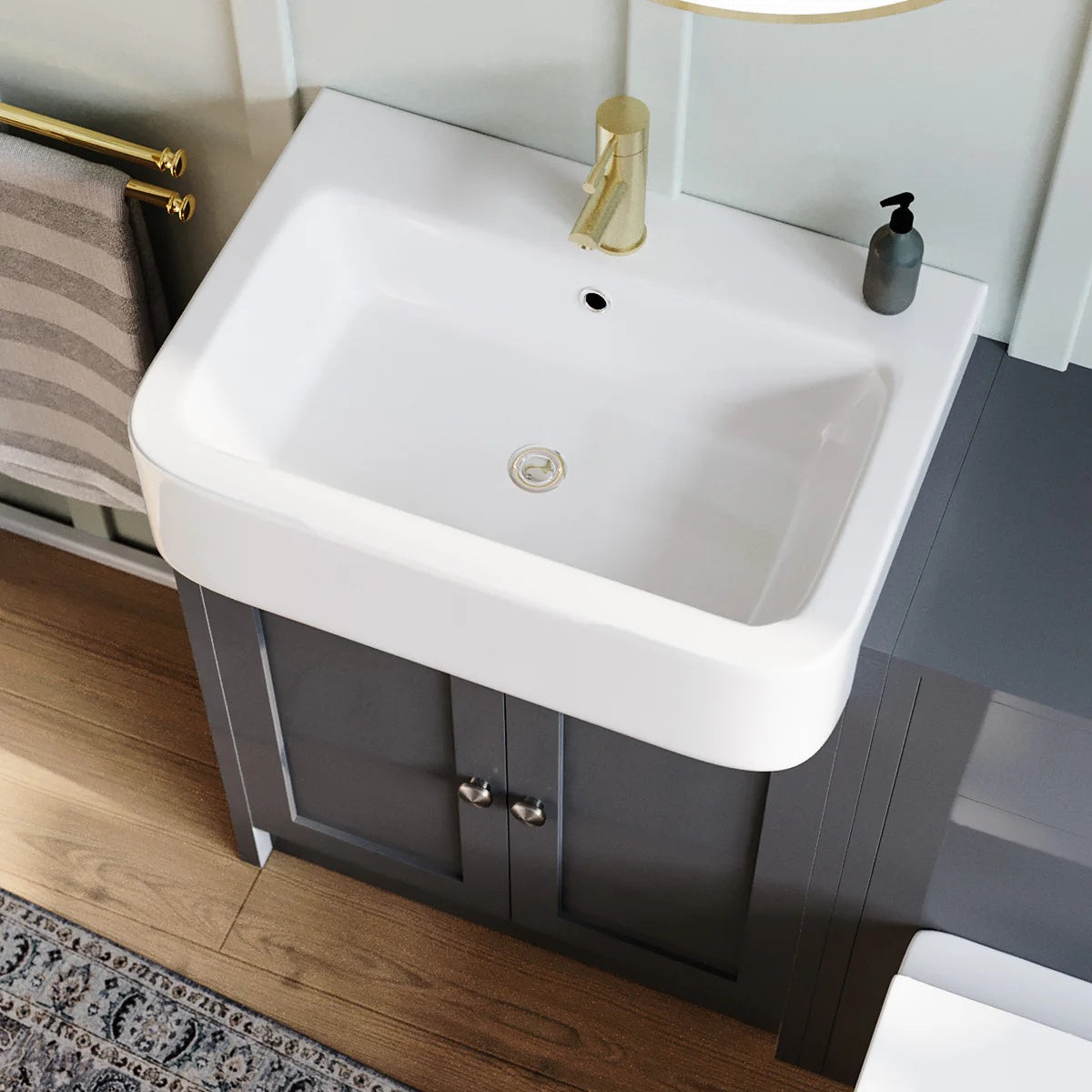 Anthracite 1100mm Traditional Vanity Basin, WC Unit & Back To Wall Toilet