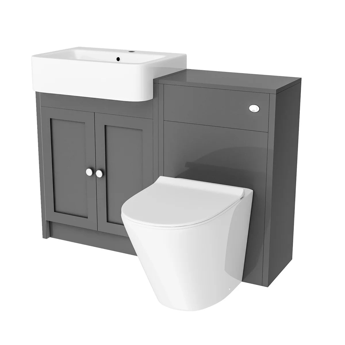 Anthracite 1100mm Traditional Vanity Basin, WC Unit & Back To Wall Toilet