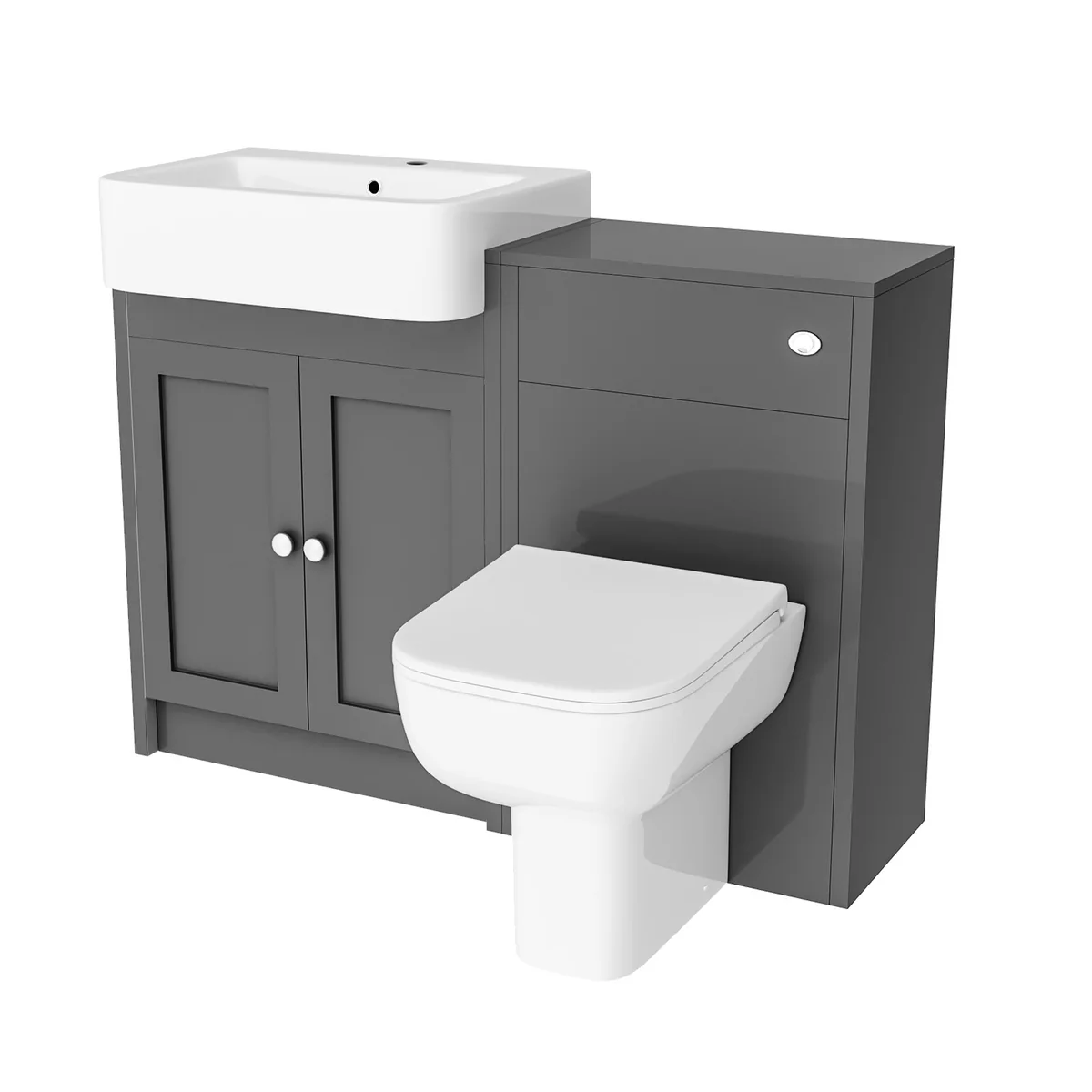 Anthracite 1100mm Traditional Vanity Basin WC Unit & BTW Toilet Unit