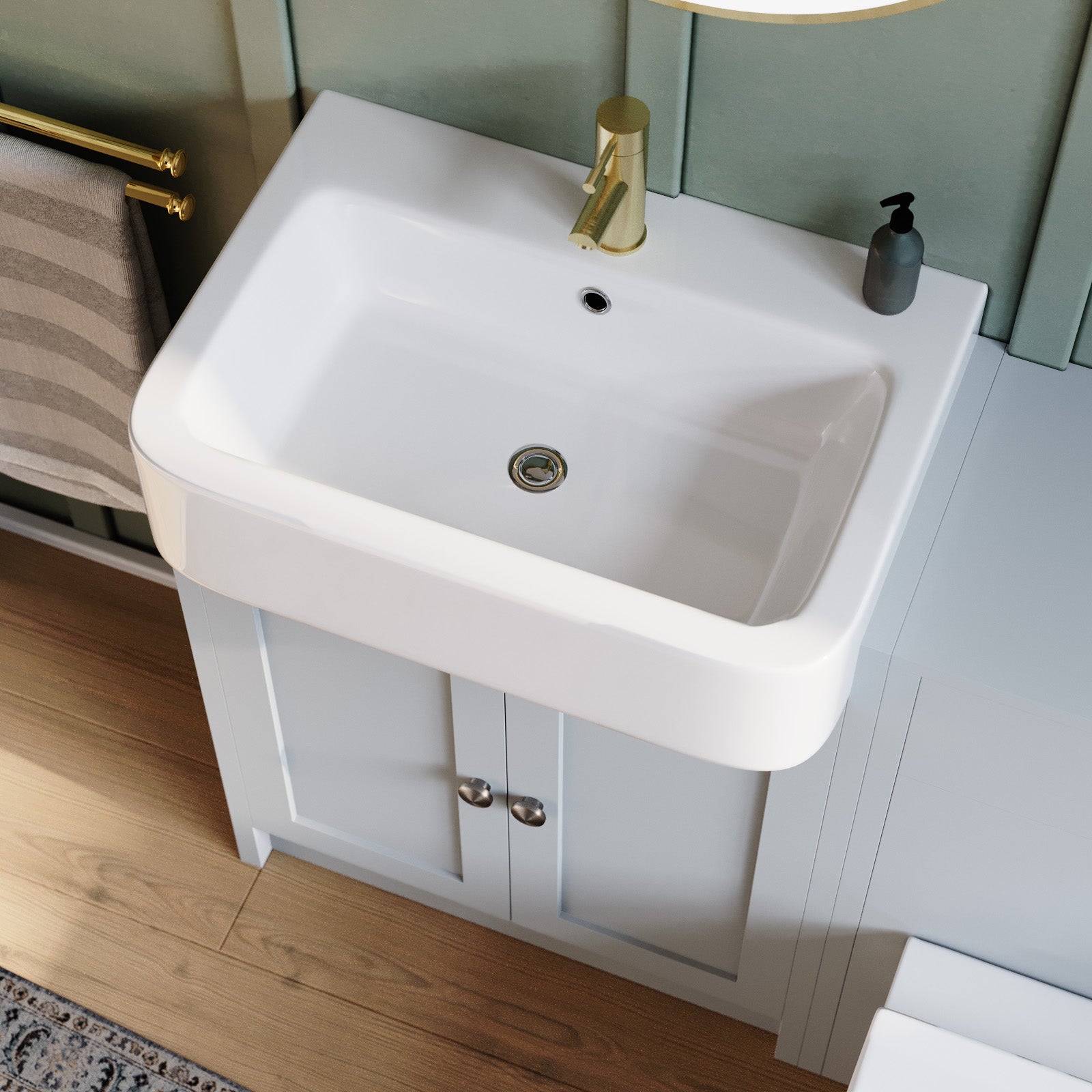 Matte Grey 1100mm Traditional Vanity Basin WC Unit & BTW Curve Toilet