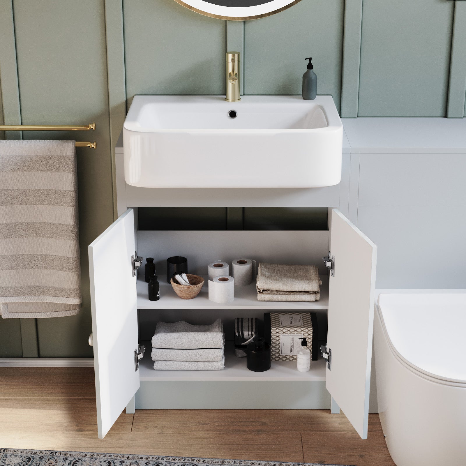 Matte Grey 1100mm Traditional Vanity Basin WC Unit & BTW Curve Toilet
