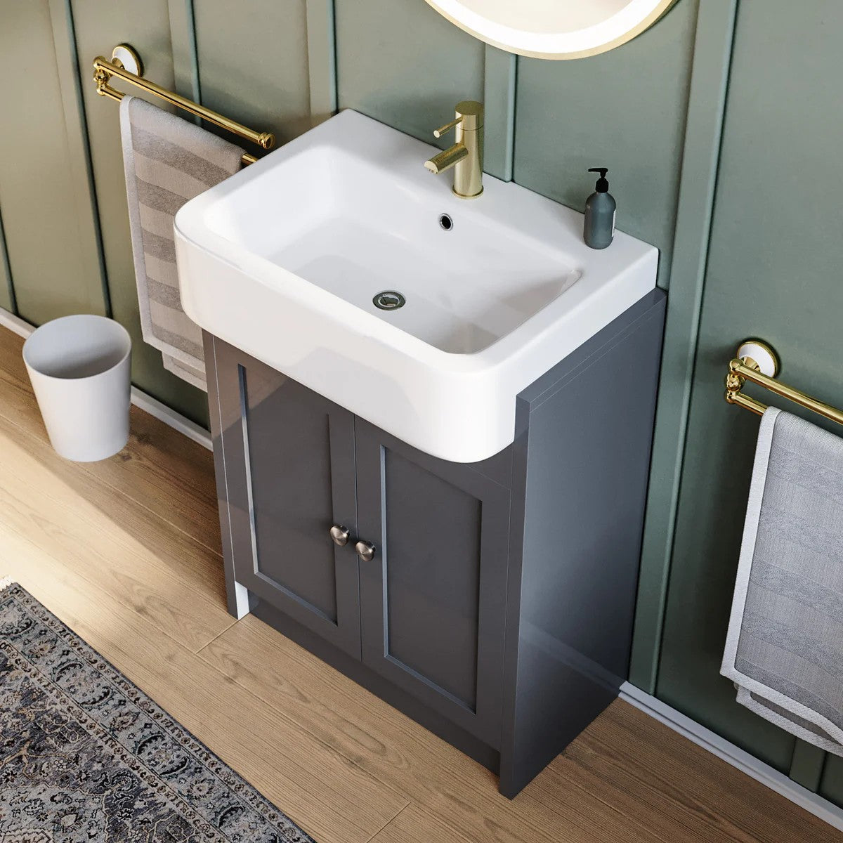 Camberly 600mm Traditional Floorstanding Vanity Basin Unit Anthracite