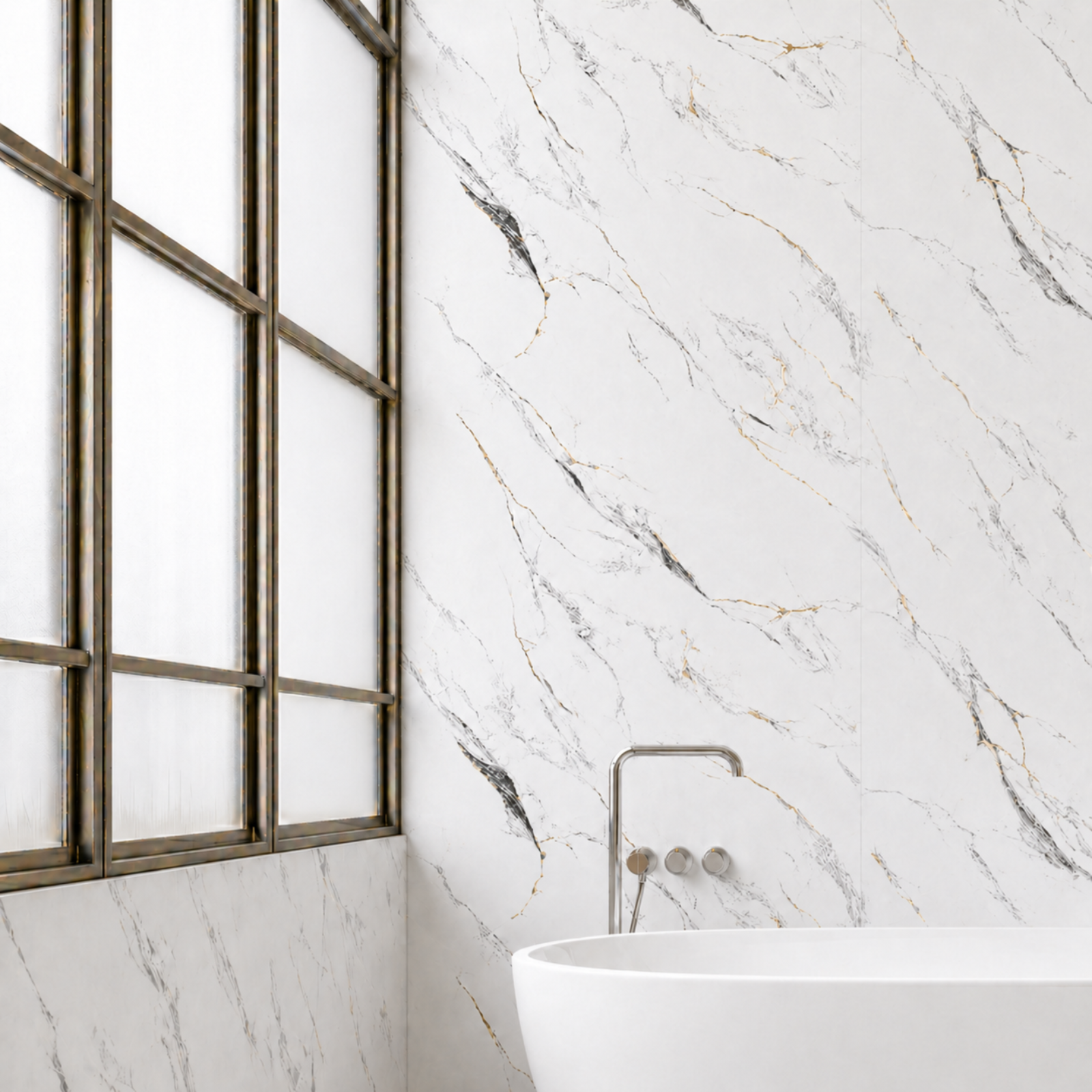 Calacatta Marble Gold PVC Shower Wall Panel 1000mm x 2400 mm x 10mm