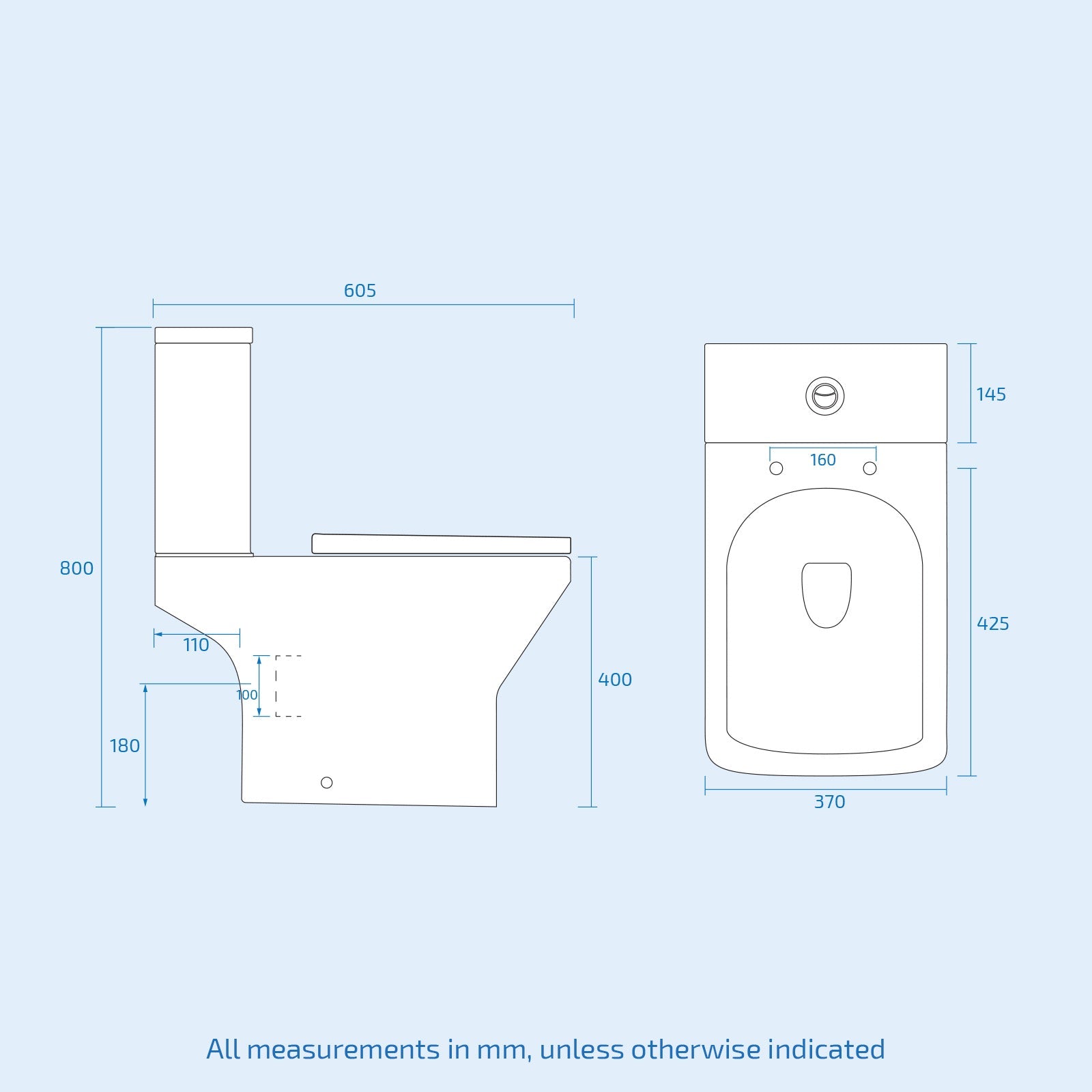 Sandra Modern Square Rimless Close Coupled Toilet With Soft Close Seat