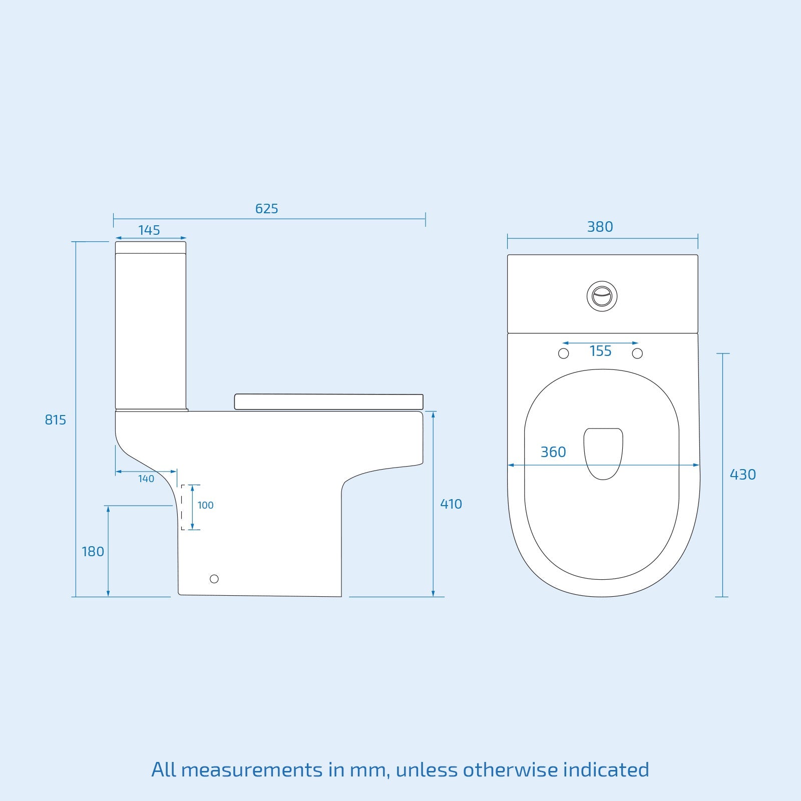 Anna Stylish Round Rimless Close Coupled Toilet With Soft Close Seat