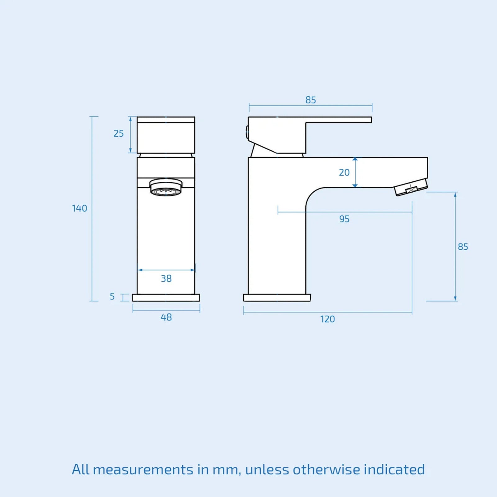 Nanuya White 400mm Cloakroom Vanity Basin Unit, Single Lever Basin Mixer Tap & Waste