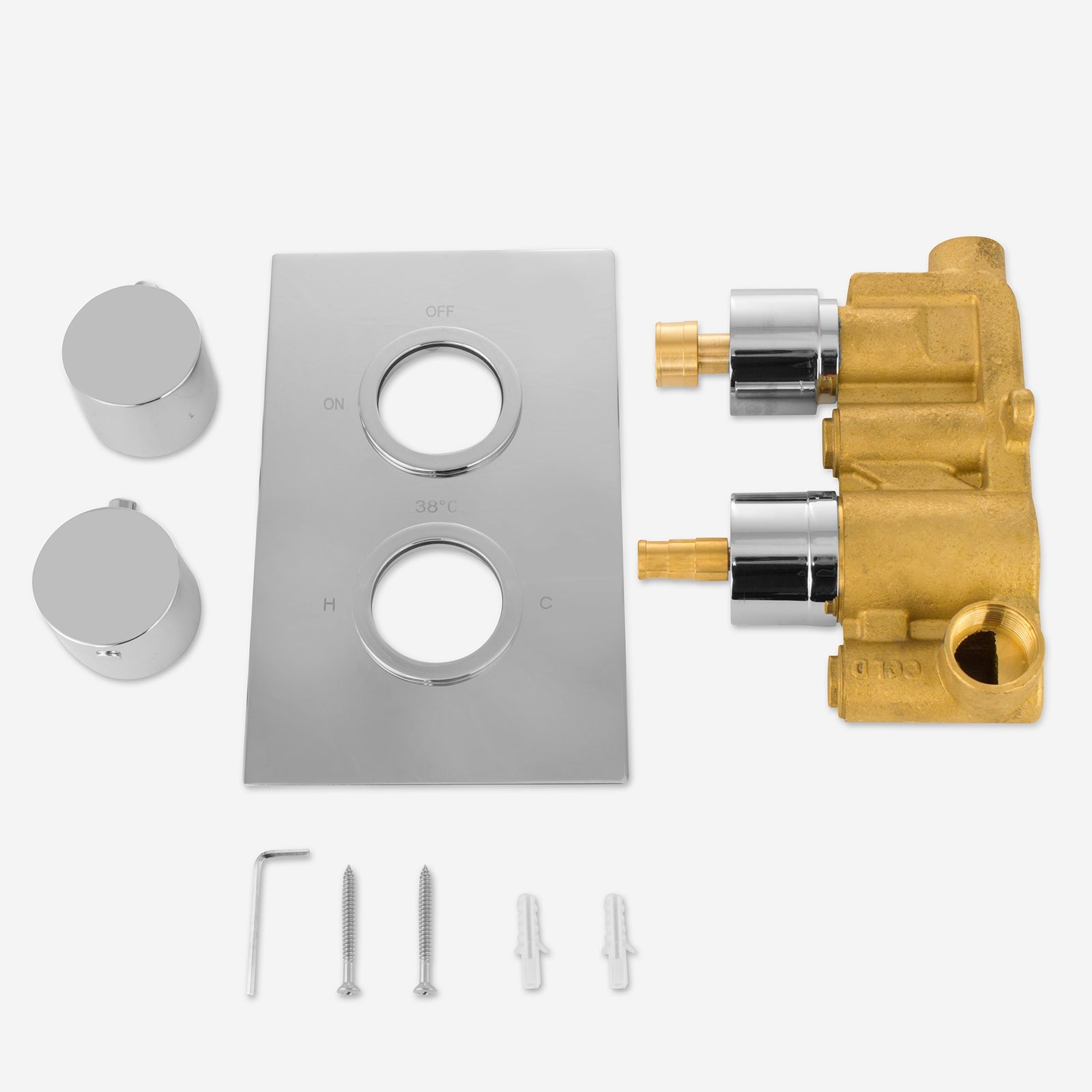 Lily LED Brass Overhead Shower with Round 1 Way Concealed Thermostatic Mixer