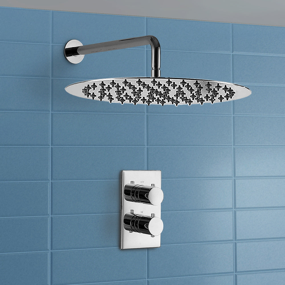 Lily 2 Dial 1 Way Round Set and 350mm Slim Shower Head