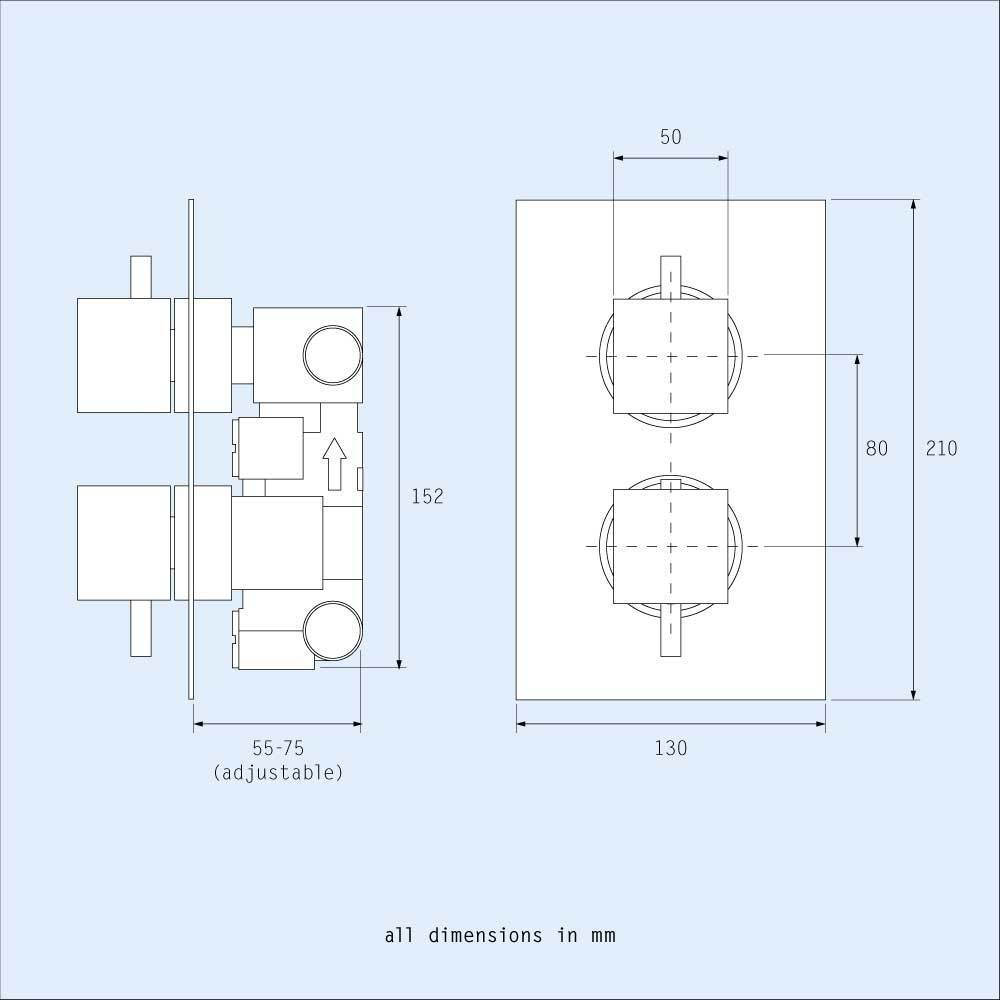 Moulin Thermostatic Control Waterfall Wall Mounted Shower