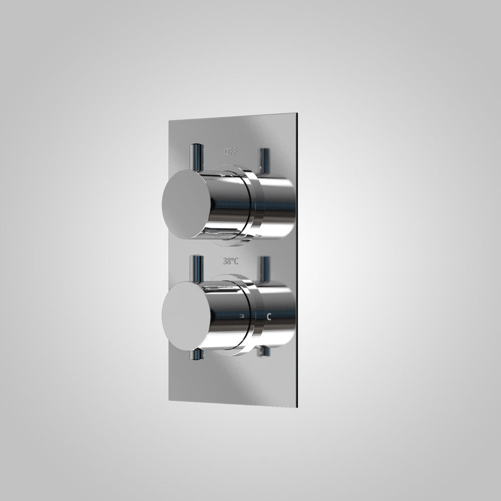 Violet Thermostatic 2 Dial 2 Way Round Set - Ceiling Head & Handset
