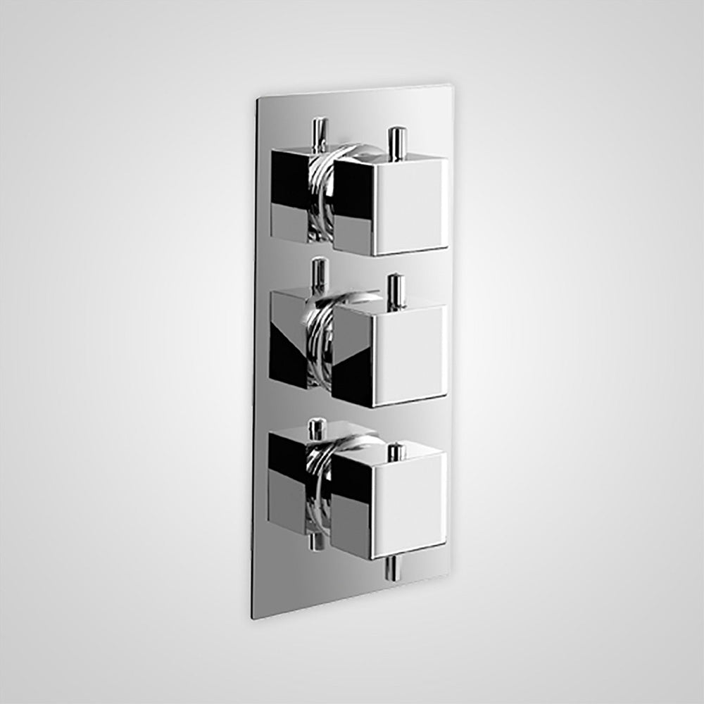 Cameo 3 Dial 2 Way Square Set - Shower Head & Rail Handset