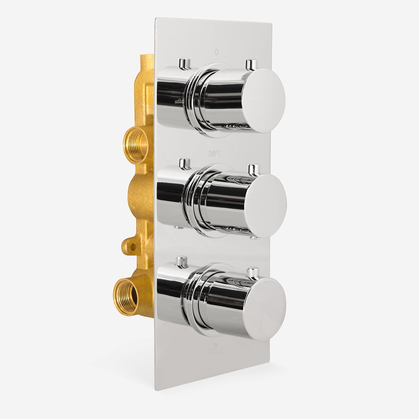 Flora Round 3 Way Concealed Thermostatic Shower Mixer Valve,Head, Handset, Body Jets Chrome