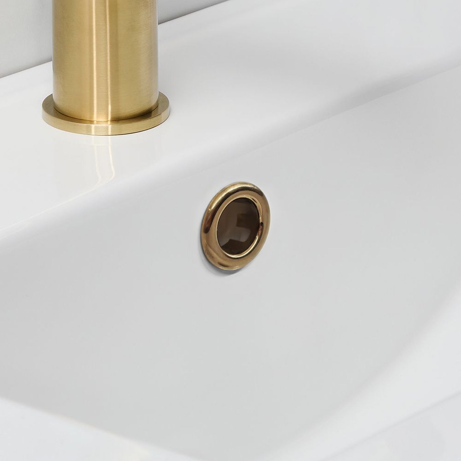 Brushed Brass Replacement Basin Sink Hole Overflow Cover