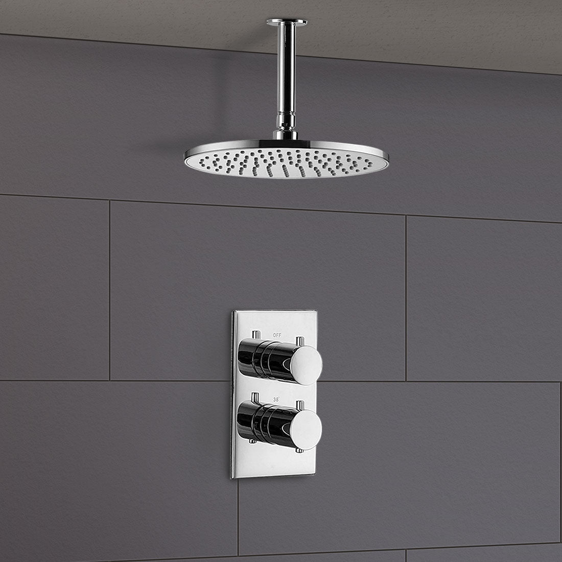 Lily 2 Dial 1 Way Round Set - Ceiling Mounted Head