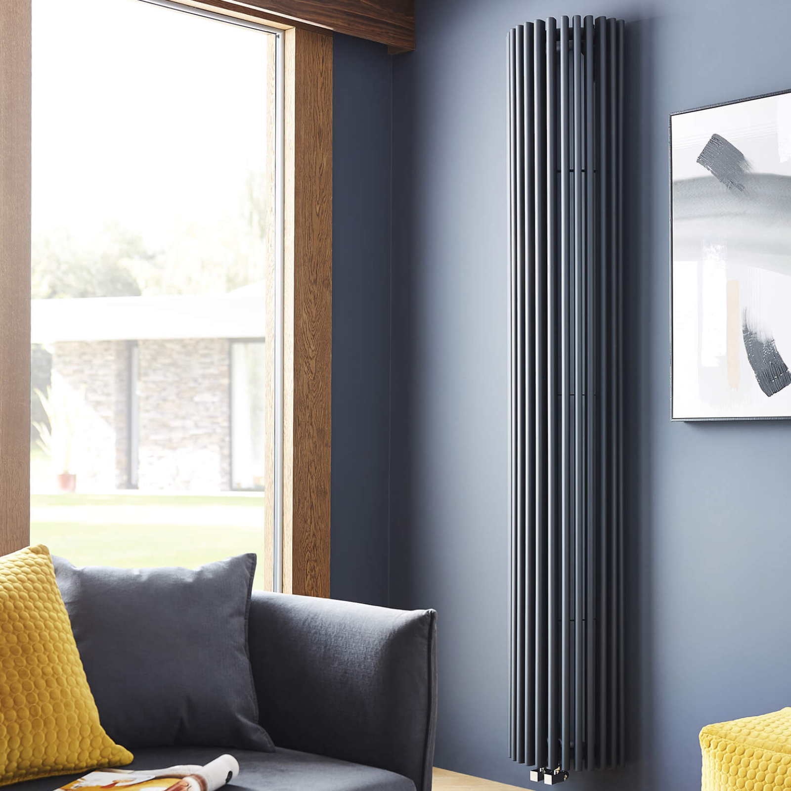 Kartell Cincinnati 2000mm H x 351mm W Anthracite  Vertical Designer Radiator - CVG