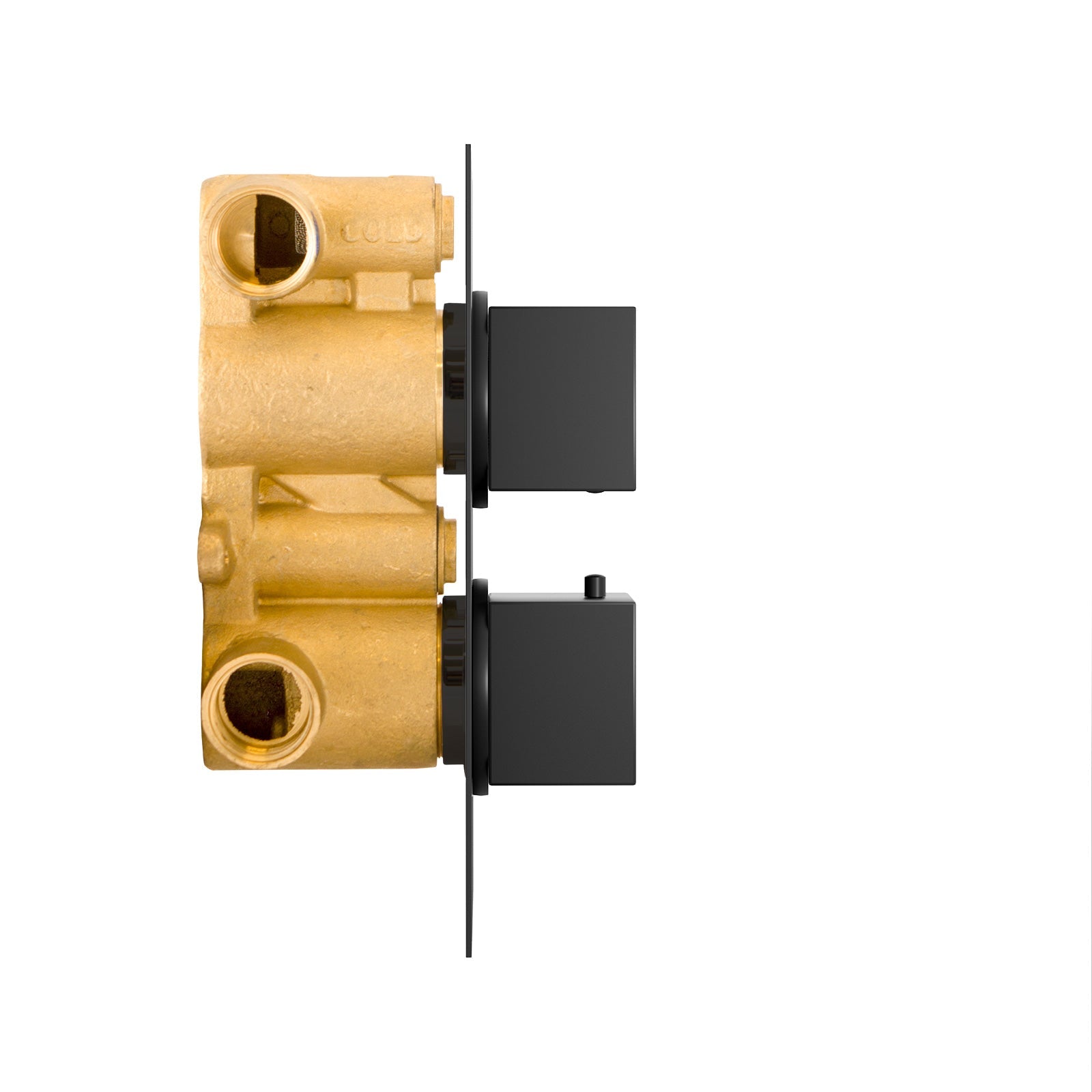 Temel Square 2 Way Concealed Thermostatic Shower Mixer Valve - Black Matt