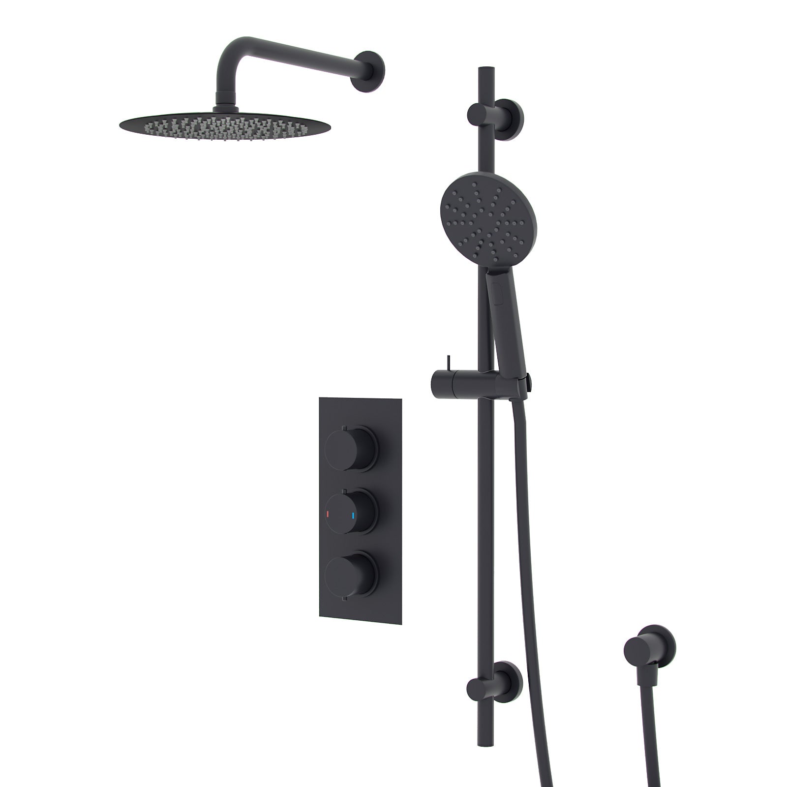 2-Way Matte Black Overhead Rainfall Shower and Handset Complete