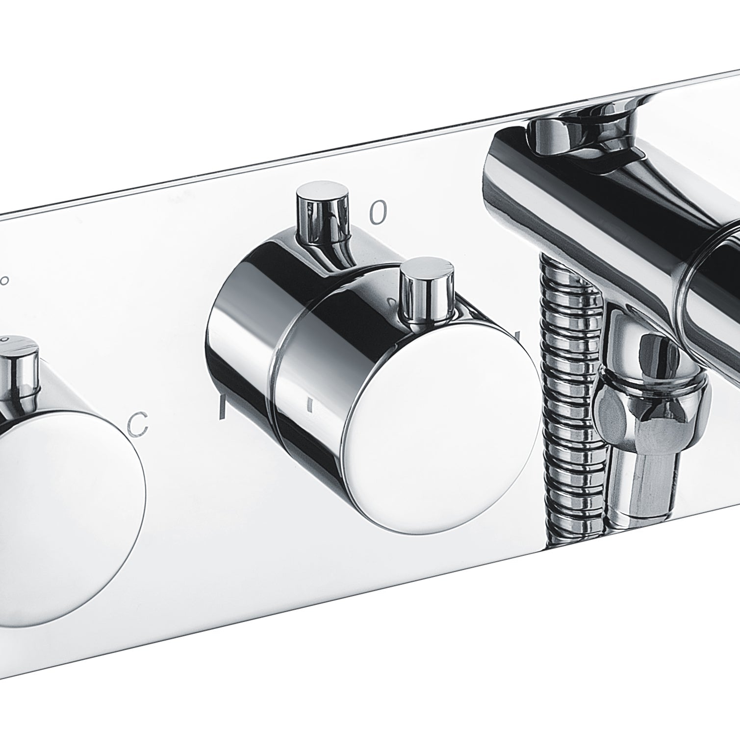 Bathroom 2 Dial 2 Way Round Concealed Thermostatic Valve - Shower Slim Head & Handset