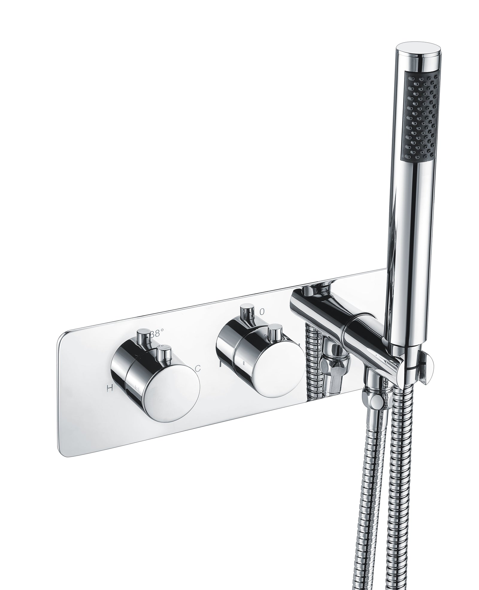 2 Dial 2 Way Round Thermostatic Concealed Valve Diverter & Shower Handset