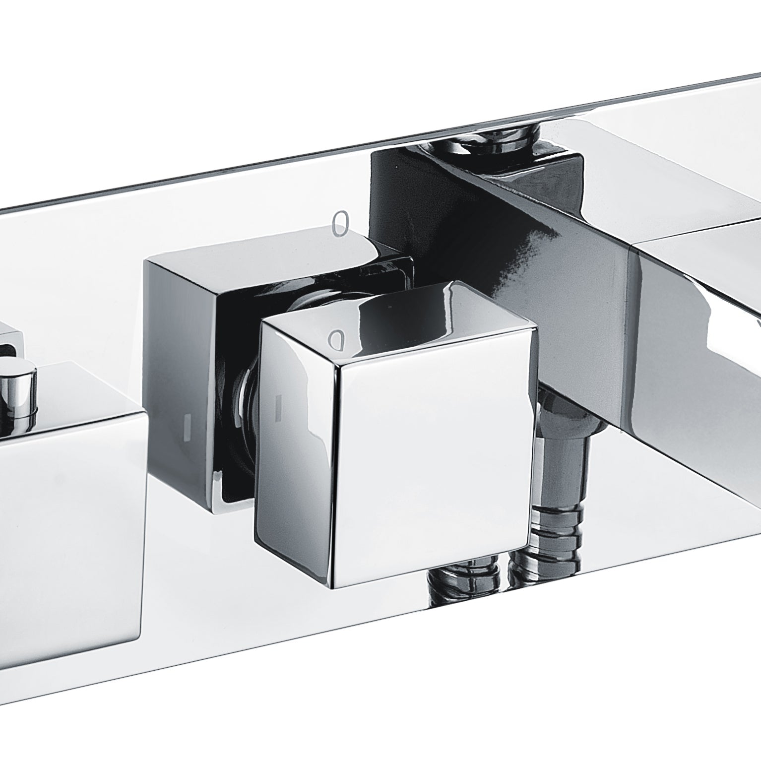 Bathroom 2 Dial 2 Way Square Concealed Thermostatic Valve - Shower Slim Head & Handset