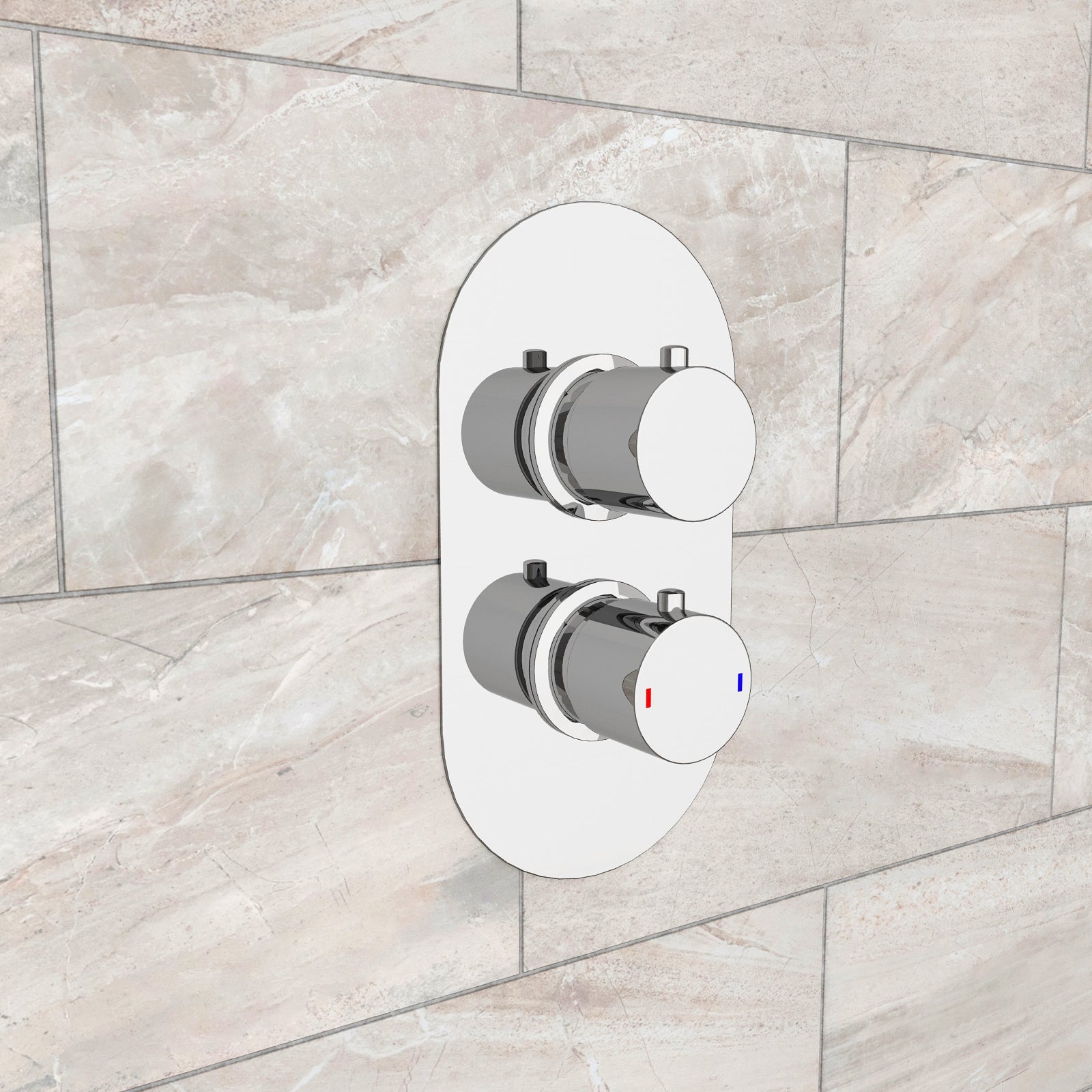 Modern Chrome Round 1-Way Concealed Thermostatic Shower Mixer Valve