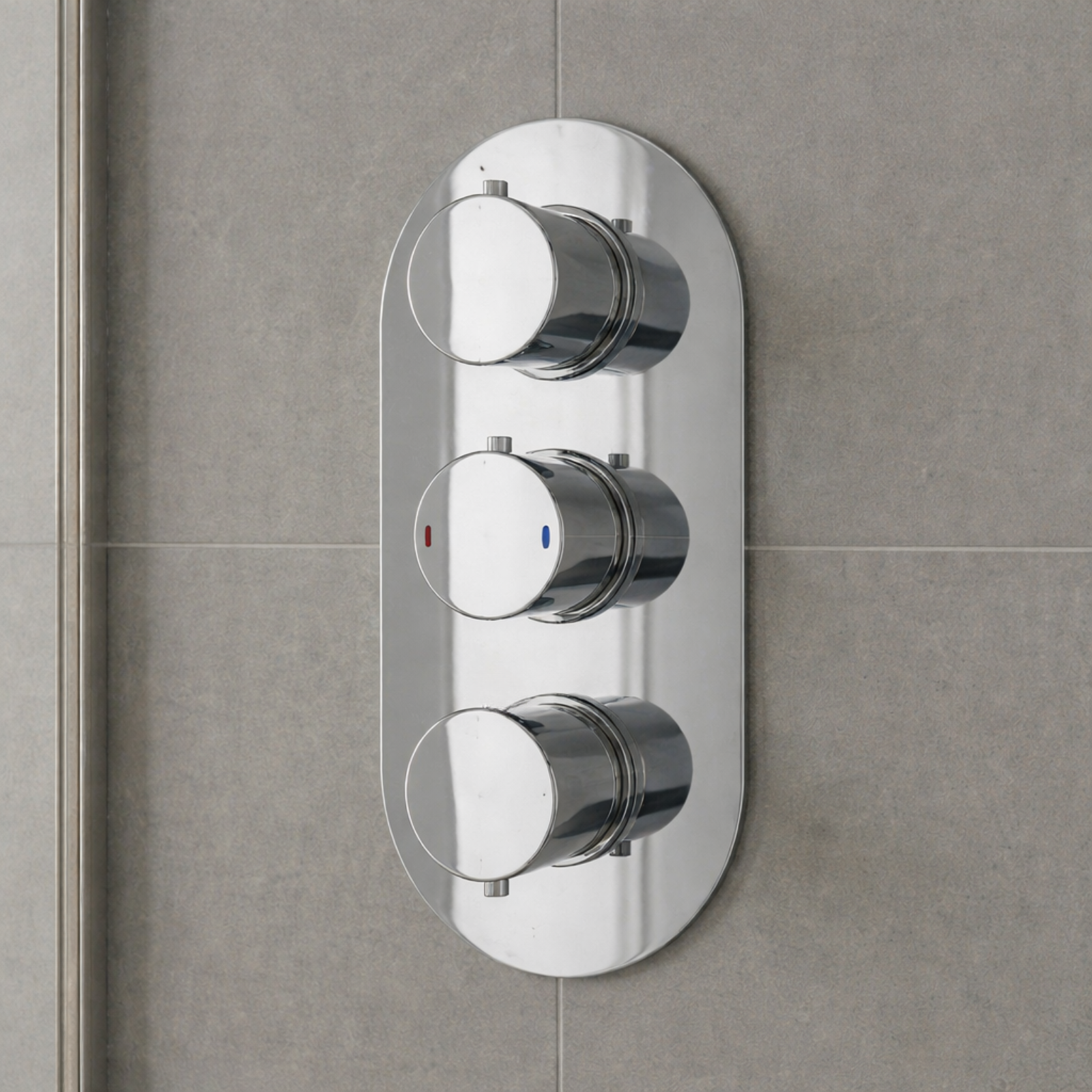 Modern Chrome Round 2-Way 3-Dial Concealed Thermostatic Shower Mixer Valve