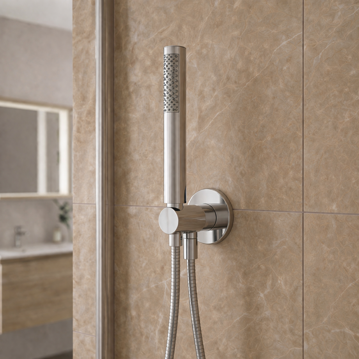 Nero 3 Dial 3 Outlet Modern Round Chrome Concealed Thermostatic Shower Valve with 250mm Ultra Slim Rainfall Shower Head & Handset Kit
