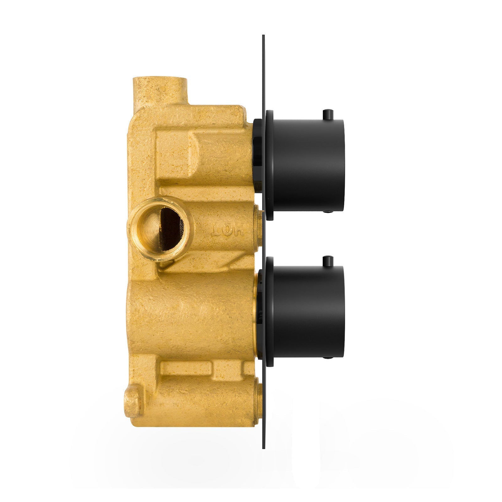 2 Dial 1 Outlet Concealed Thermostatic Shower Round Refined Valve - Matt Black